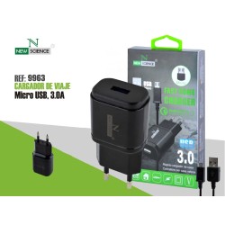 CARREDADOR NEW SCIENCE MICRO USB 8600 V8 3.0A REF: 9963 PRETO CARREDADOR NEW SCIENCE MICRO USB 8600 V8 3.0A REF: 9963 PRETO